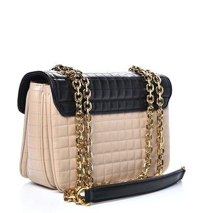 Celine Calfskin Quilted Medium C Bag Nude Black 2 of 8