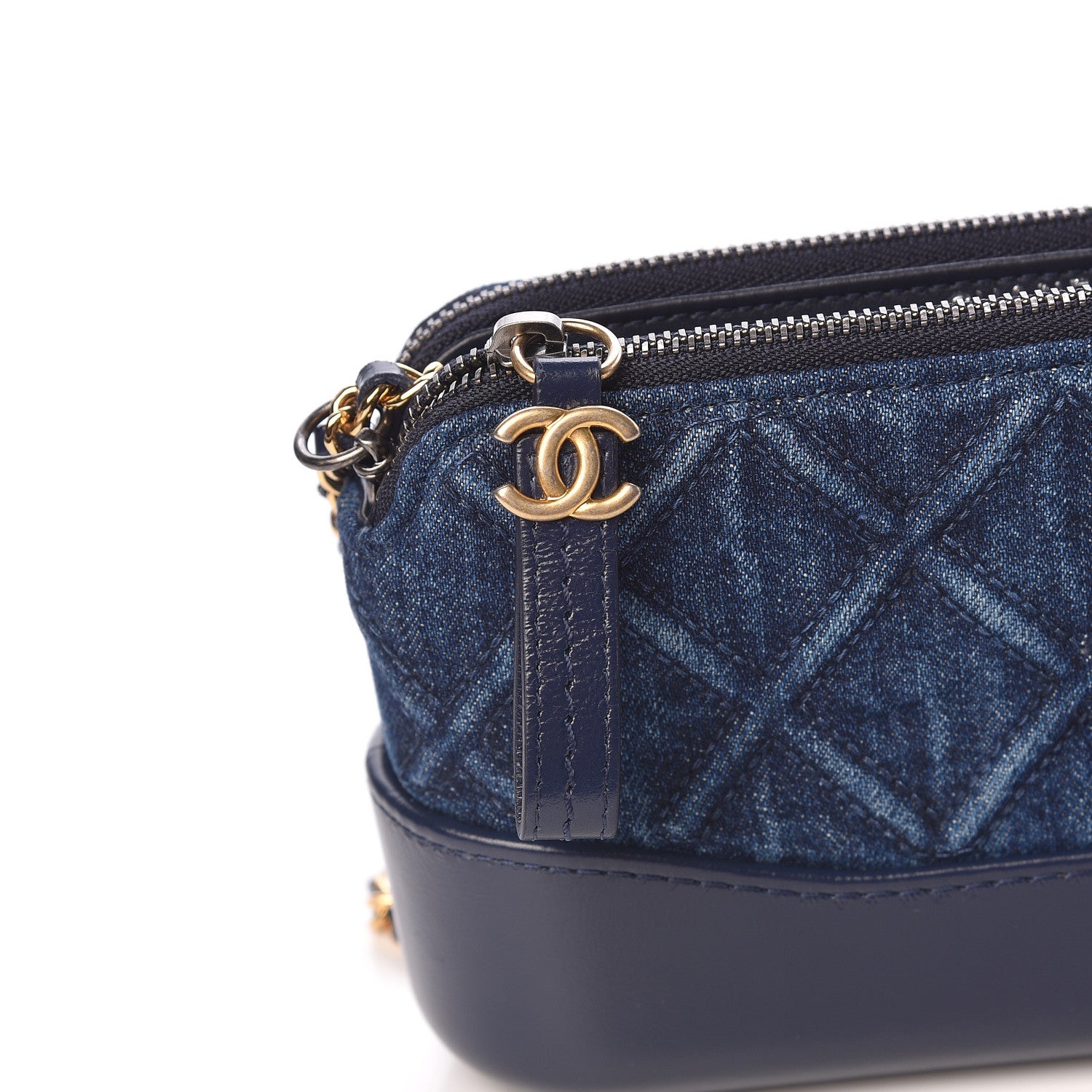 Chanel Denim Calfskin Quilted Small Gabrielle Clutch With Chain Blue 10 of 11