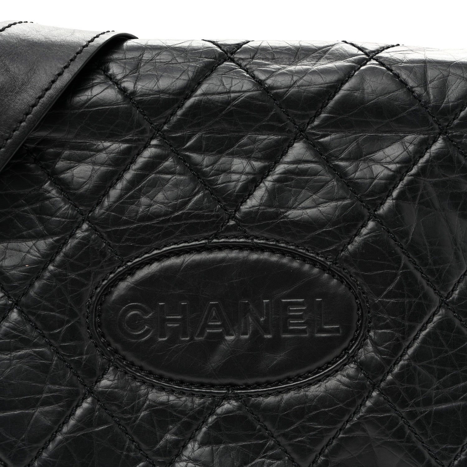 Chanel Aged Calfskin Quilted Vintage Ligne Messenger Flap Black 8 of 10