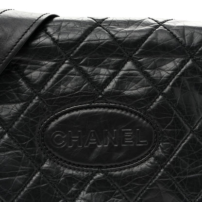 Chanel Aged Calfskin Quilted Vintage Ligne Messenger Flap Black 8 of 10
