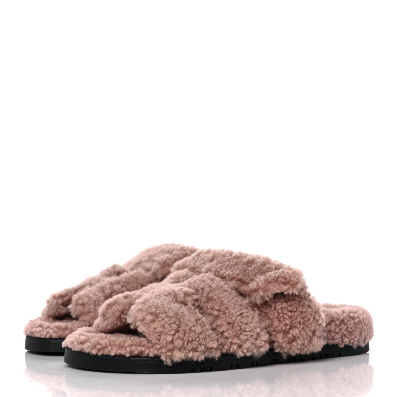 Hermes Woolskin Womens Chypre Sandals 37 Bois De Santal 3 of 8