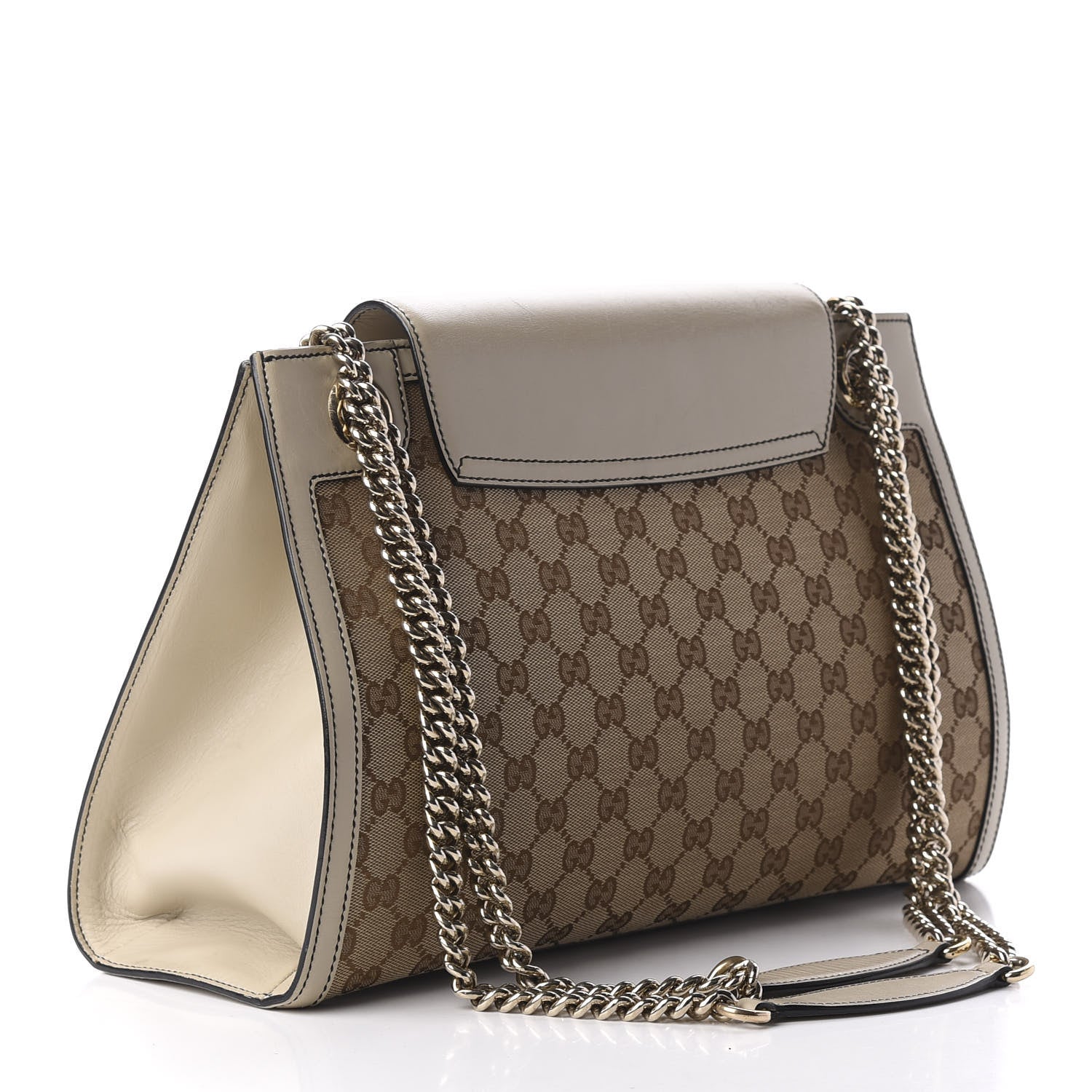 Gucci Monogram Margaux Calfskin Large Emily Chain Shoulder Bag Beige Ebony Mystic White 3 of 9