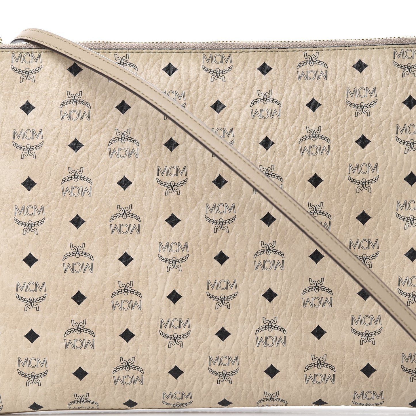 Visetos Medium Crossbody Pouch Beige