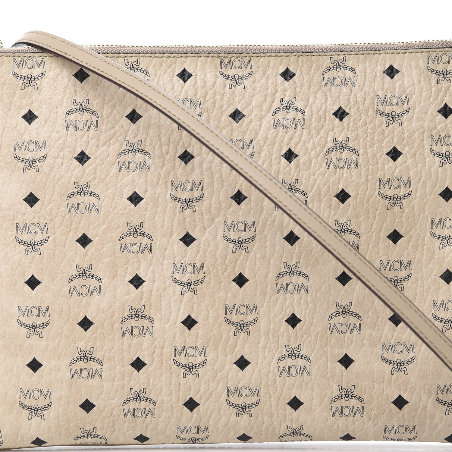 MCM Visetos Medium Crossbody Pouch Beige 7 of 9