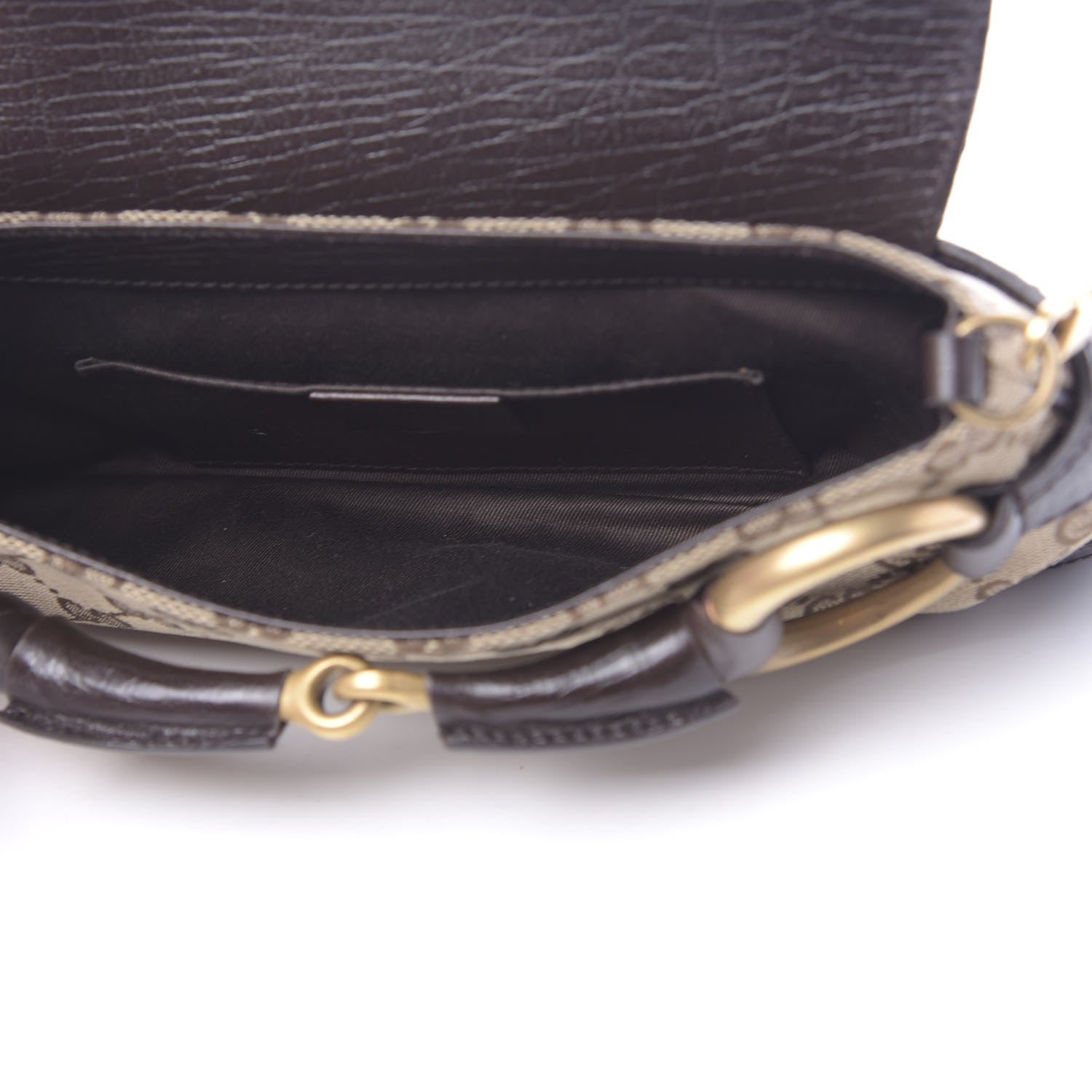 Gucci Monogram Horsebit Clutch Dark Brown 5 of 10