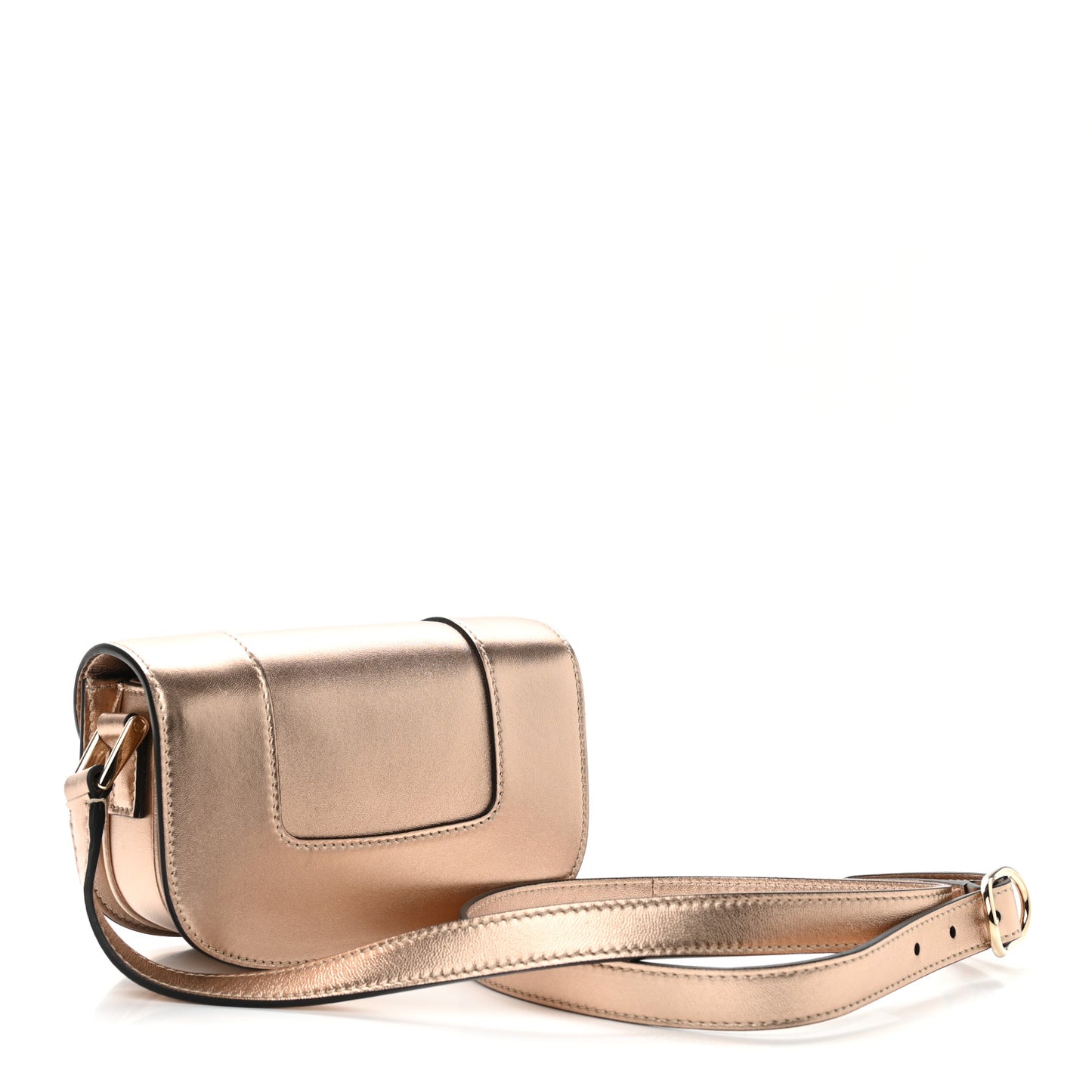 Metallic Nappa Small Supervee Crossbody Bag Champagne