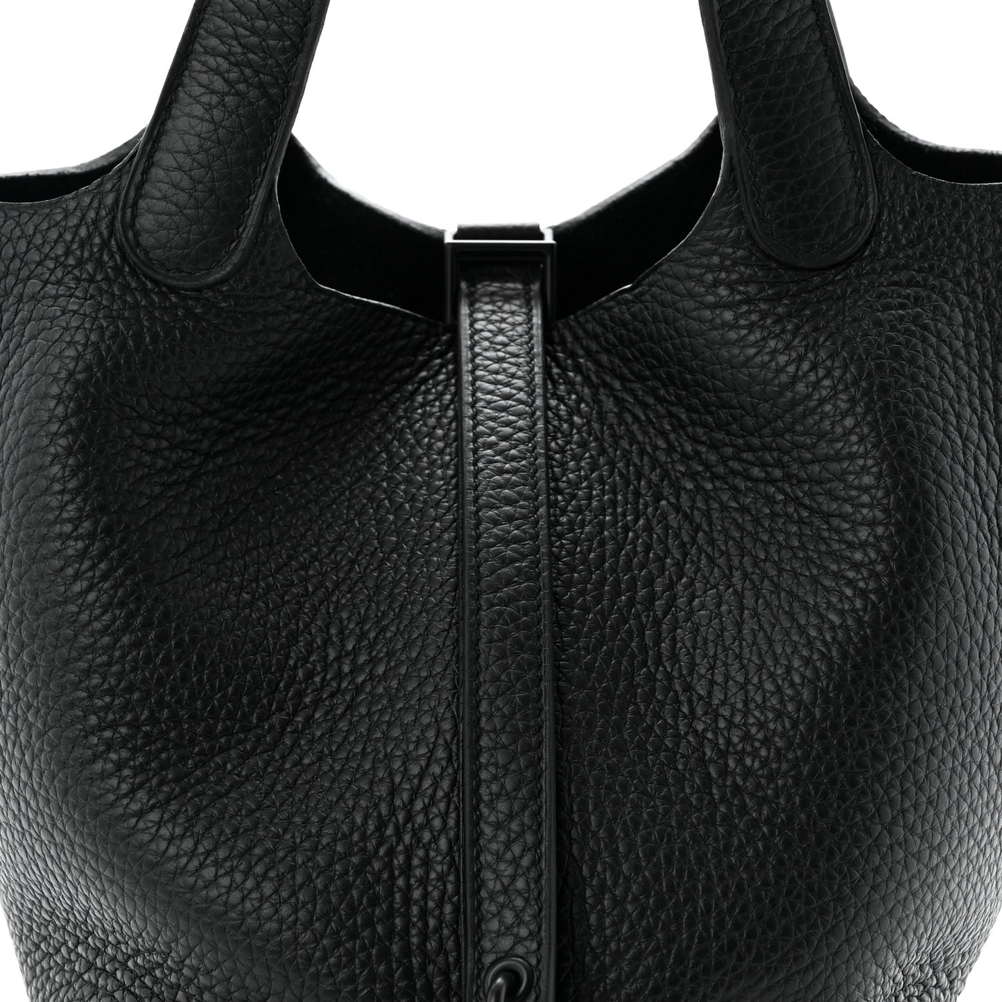 Taurillon Clemence Monochrome Picotin Lock 18 PM Black