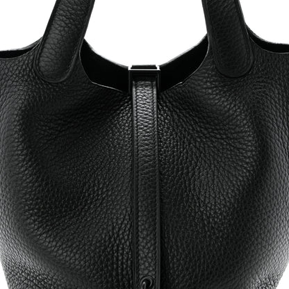 Hermes Taurillon Clemence Monochrome Picotin Lock 18 PM Black 8 of 10