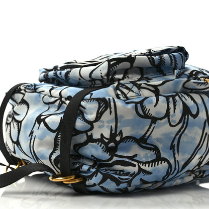Fendi X JOSHUA VIDES Nylon Flower Clouds Print Pocket Backpack White Celeste Black 8 of 8
