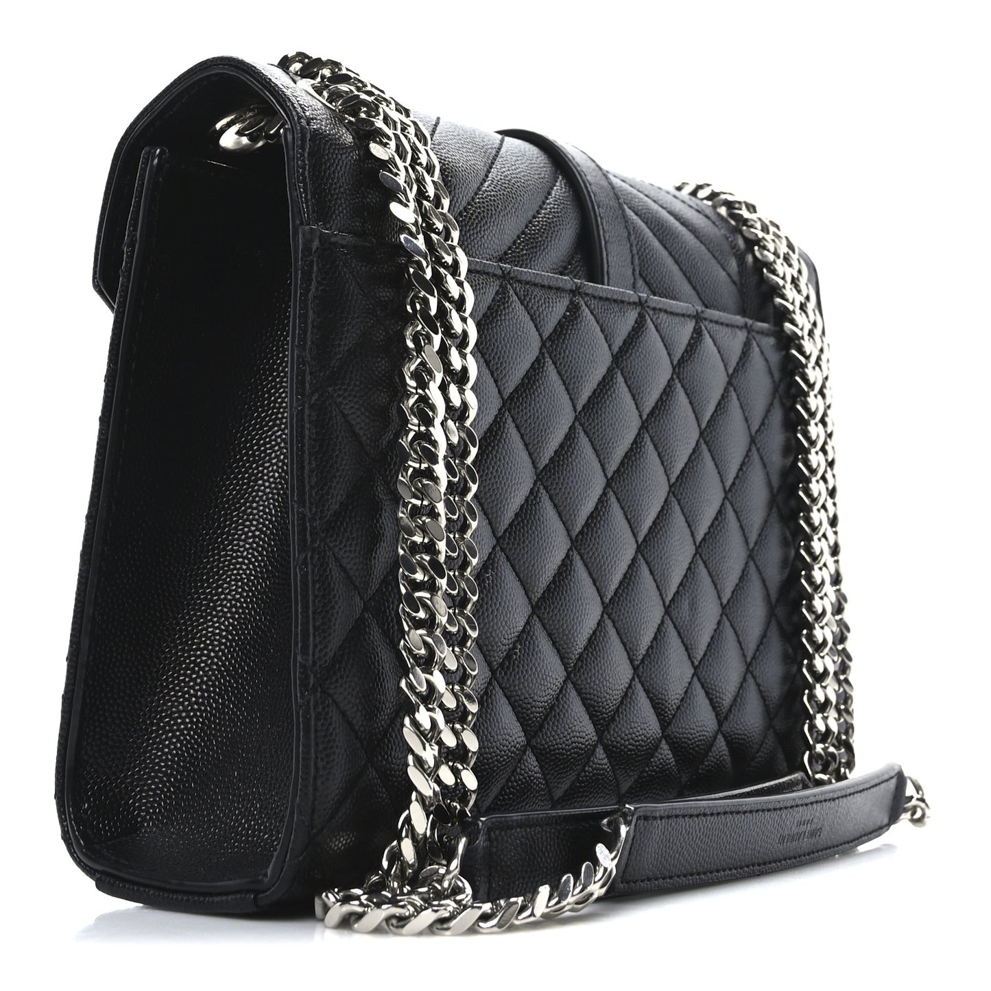 Grain De Poudre Textured Mixed Matelasse Triquilt Medium Monogram Satchel Black