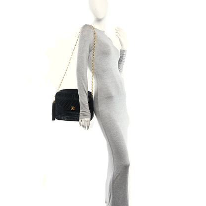 Chanel Lambskin Diagonal Quilted Tassel Camera Bag Black 2 of 11