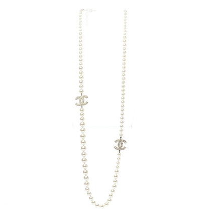 Chanel Crystal Pearl CC Long Necklace Gold 2 of 4