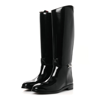 Gucci Brushed Calfskin Michelangelo Slim Horsebit Riding Boots 40 Black 4 of 11