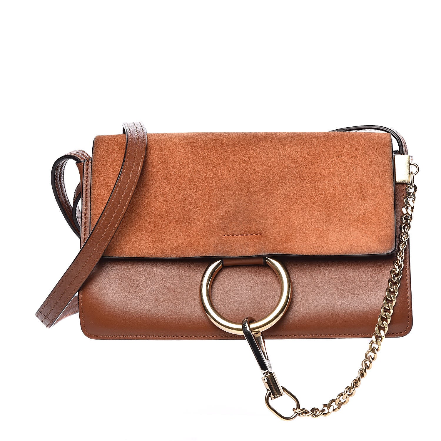 Chloe Suede Calfskin Small Faye Shoulder Bag Tobacco 1 of 15