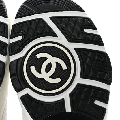 Chanel Mesh Suede Grained Calfskin Womens CC Sneakers 41 White Black 7 of 9