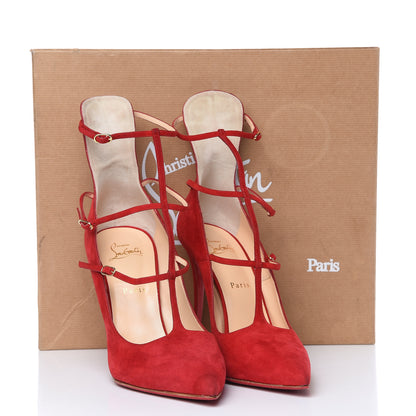 Christian Louboutin Suede Toerless Muse 100 Triple Strap Pumps 41.5 Oeillet 11 of 12