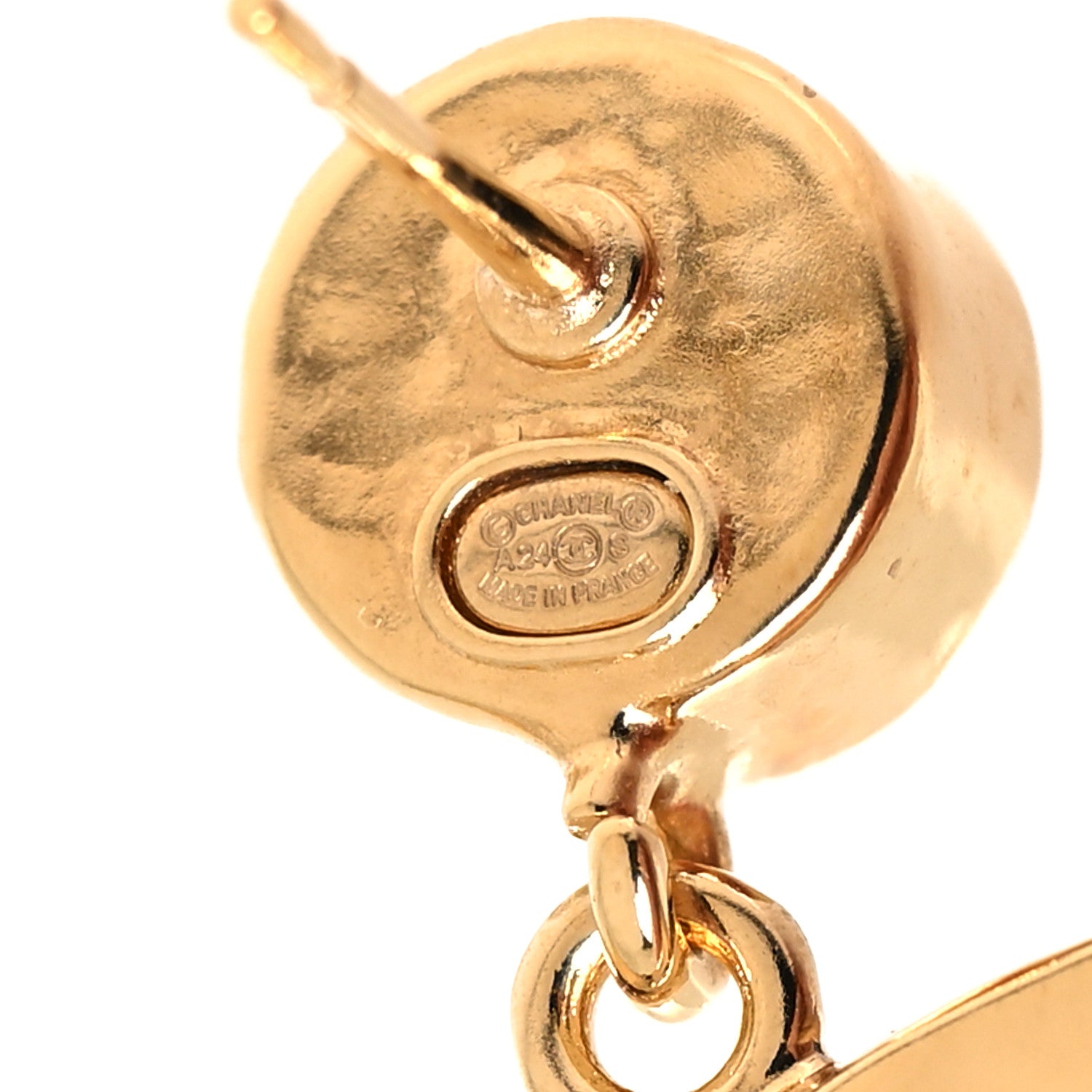 Chanel Mirror Pearl CC Drop Earrings Gold Pink 4 of 5