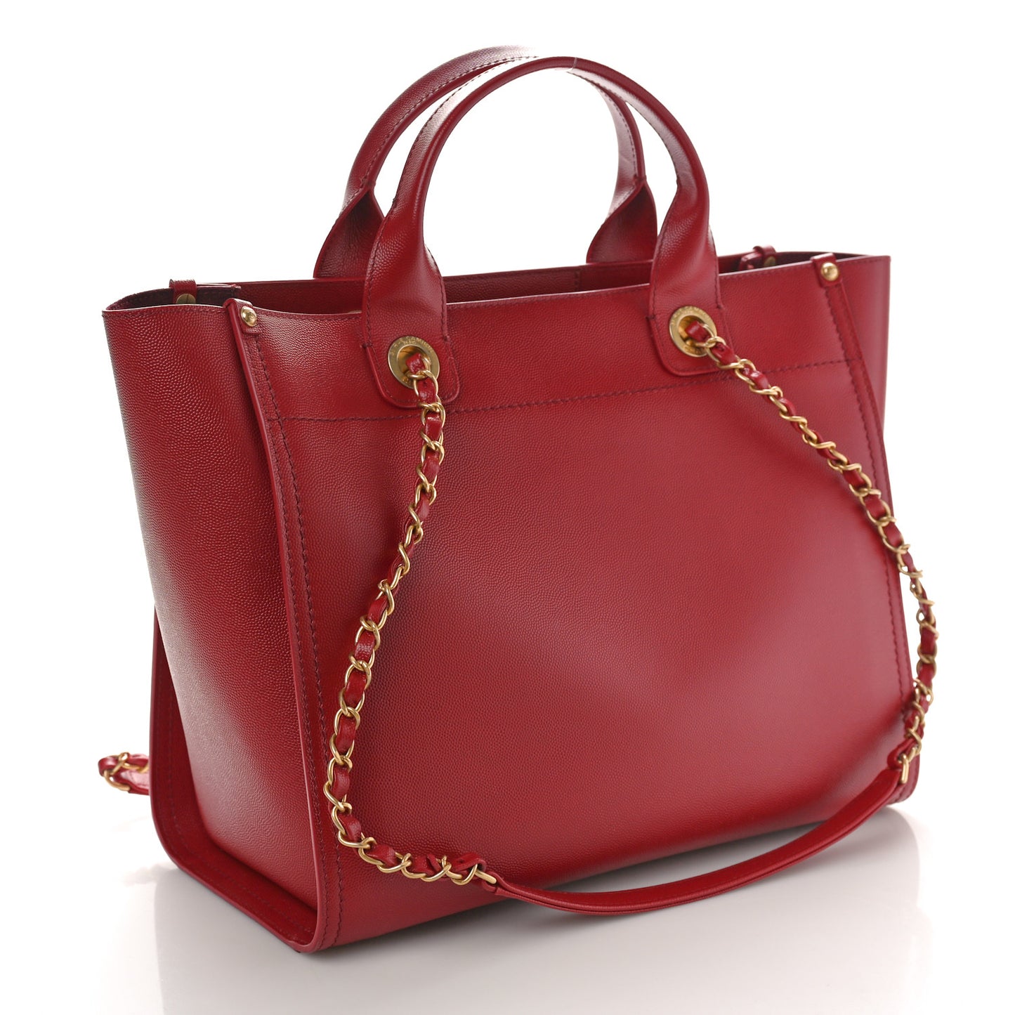 Caviar Small Studded Deauville Tote Red