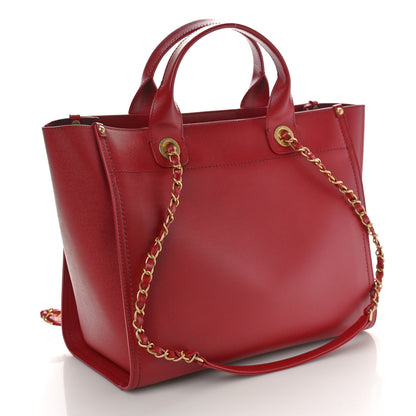 Chanel Caviar Small Studded Deauville Tote Red 3 of 12