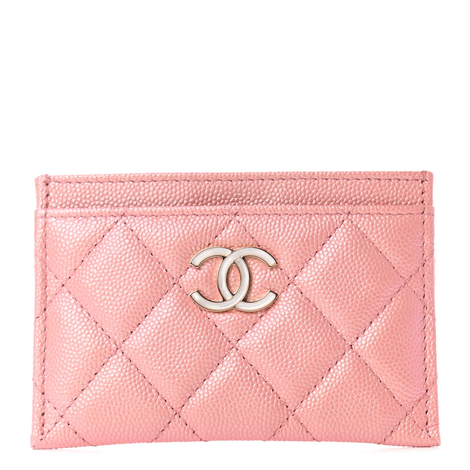 Chanel Iridescent Caviar Quilted Card Holder Rose Pink 1 of 8