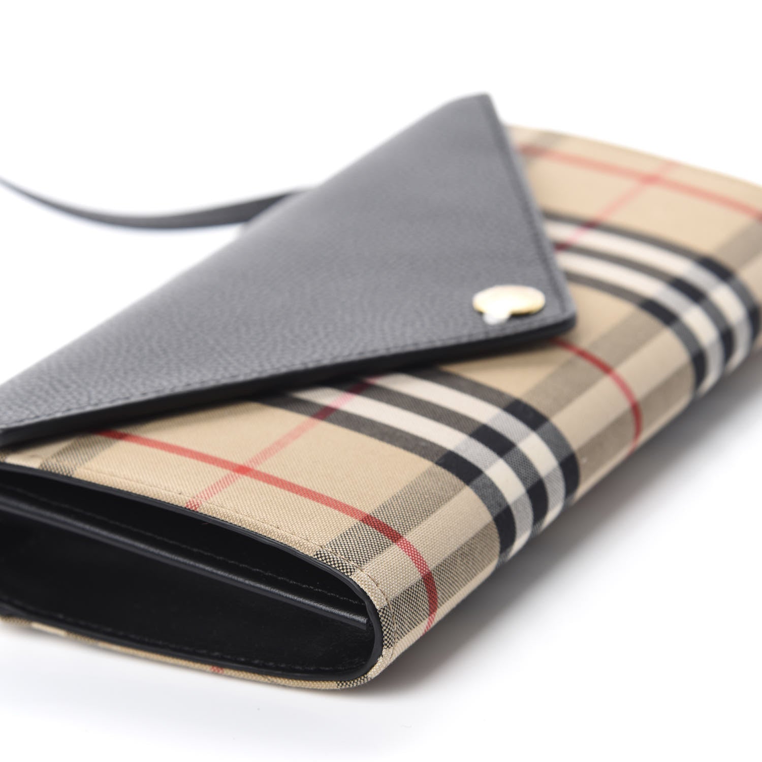 Burberry Grainy Calfskin Vintage Check Wallet With Detachable Strap Black 6 of 9