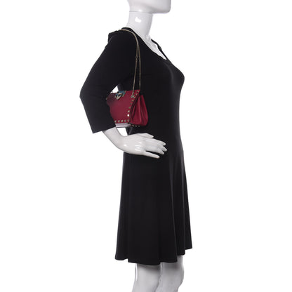 Valentino Garavani Vitello Mini Rockstud Flip-Lock Chain Shoulder Bag Raspberry 2 of 8