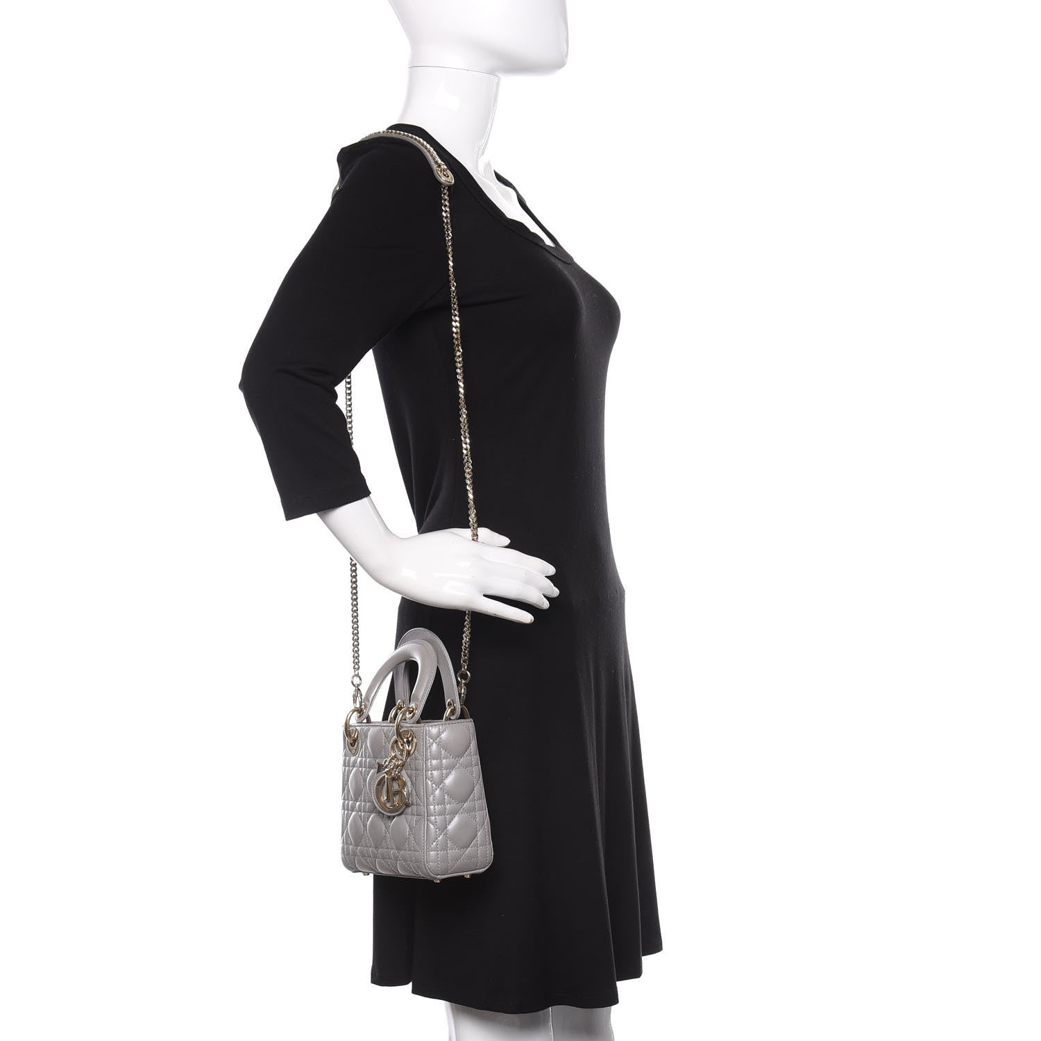 Christian Dior Lambskin Cannage Mini Lady Dior Grey 2 of 10