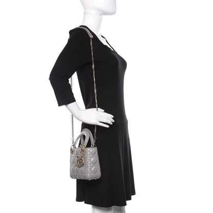 Christian Dior Lambskin Cannage Mini Lady Dior Grey 2 of 10