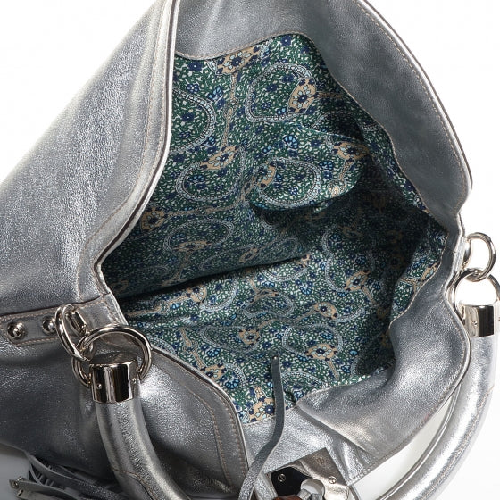Leather Large Indy Top Handle Hobo Silver