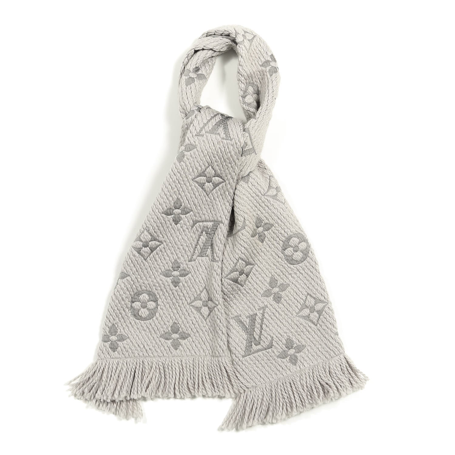 Louis Vuitton Wool Silk Logomania Scarf Pearl Grey 1 of 4