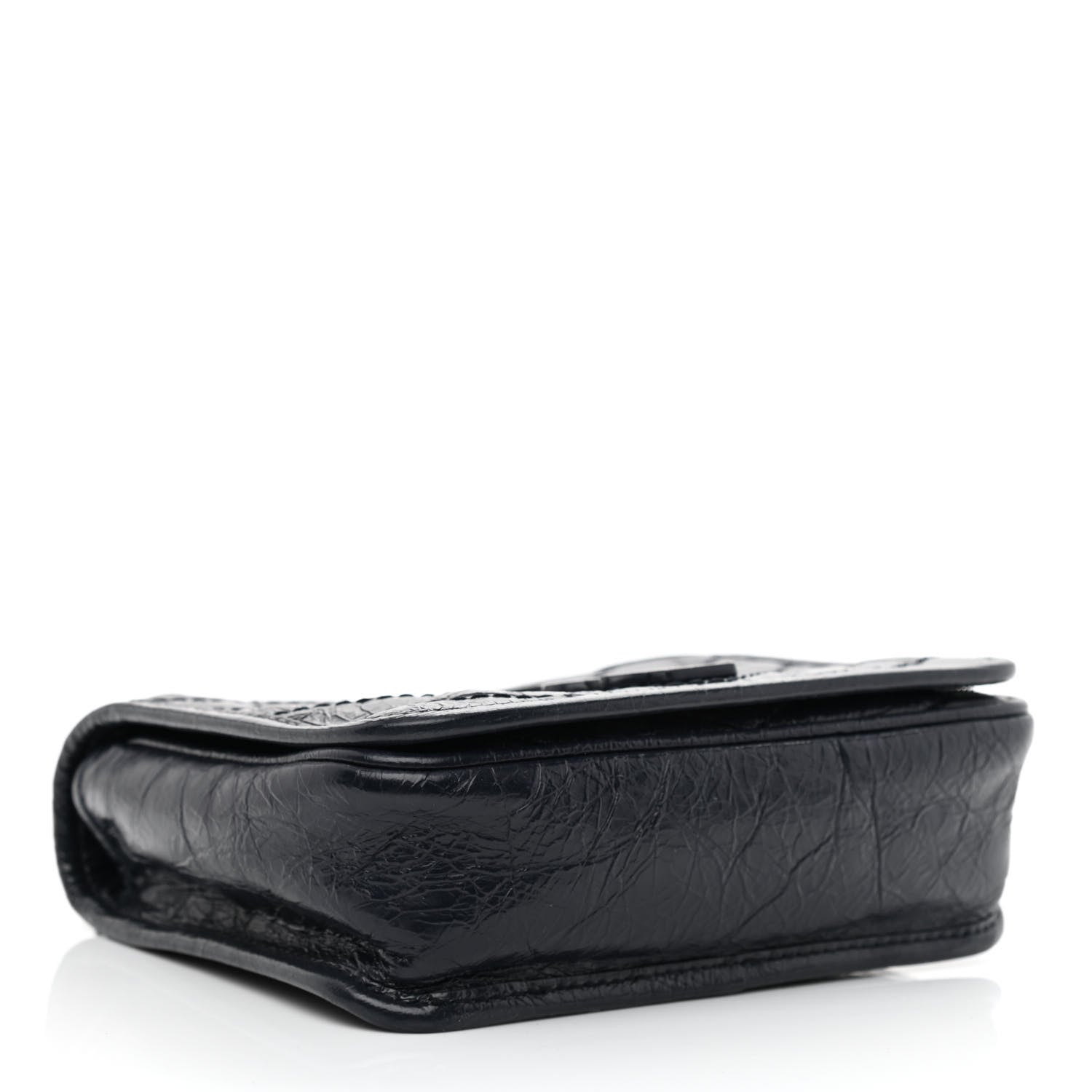 Saint Laurent Crinkled Calfskin Matelasse Monogram Niki Chain Wallet Deep Marine 3 of 10