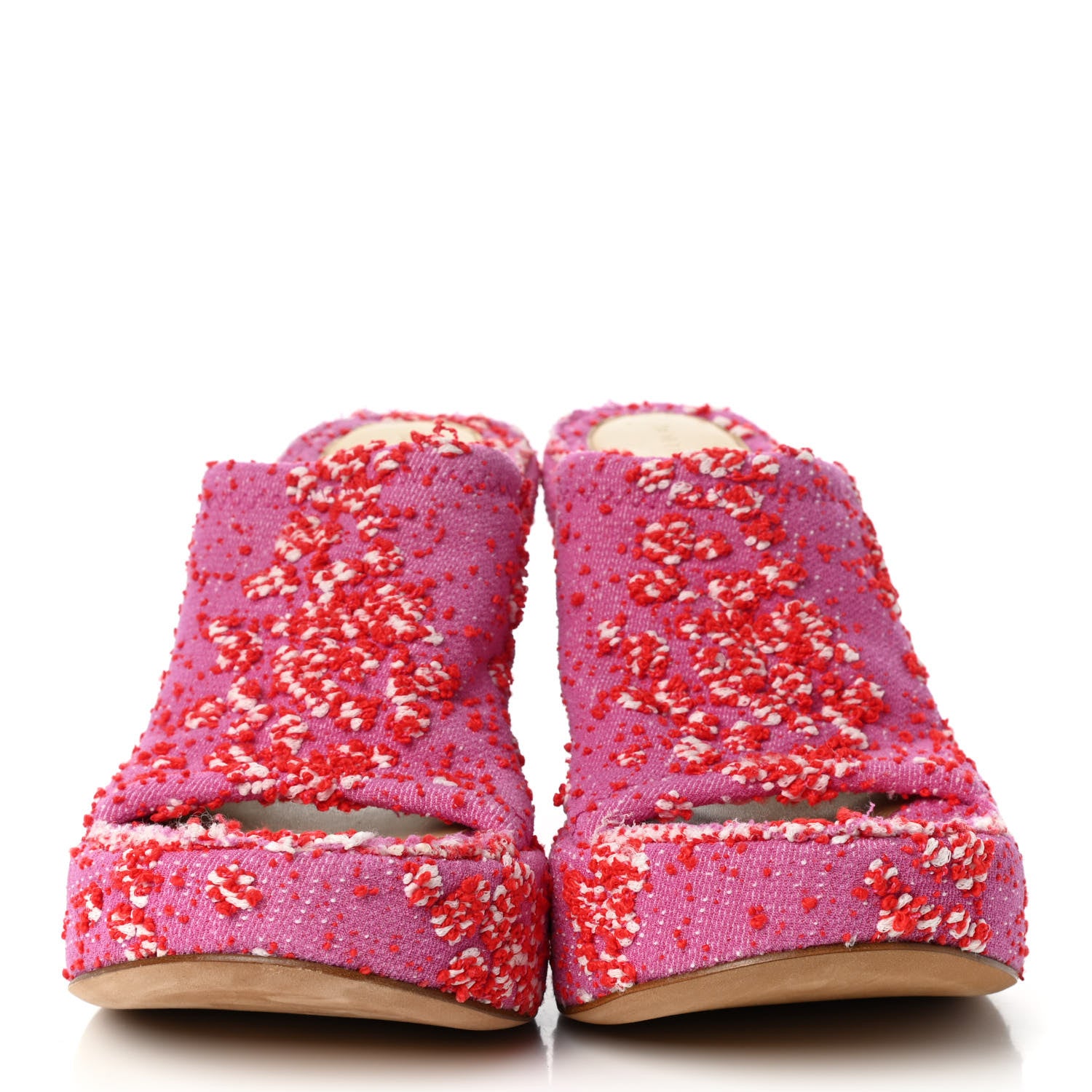 Bottega Veneta Boucle Slide Platform 115 Wedge Sandals 38 Bubble Gum 2 of 12