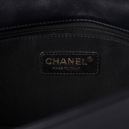 Chanel Lambskin Quilted Medium Graphic Flap Navy Black 6 of 12