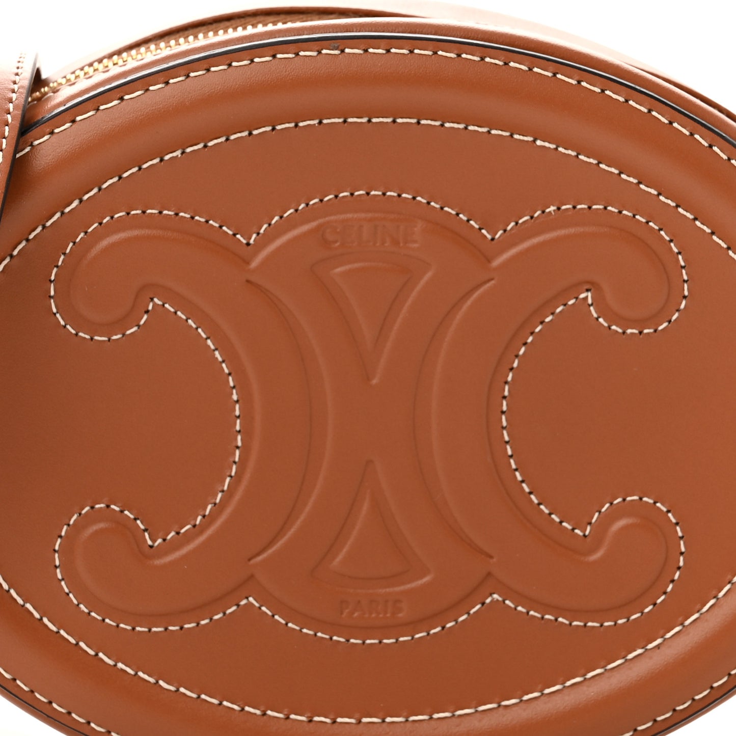 Smooth Calfskin Cuir Small Triomphe Oval Crossbody Purse Tan