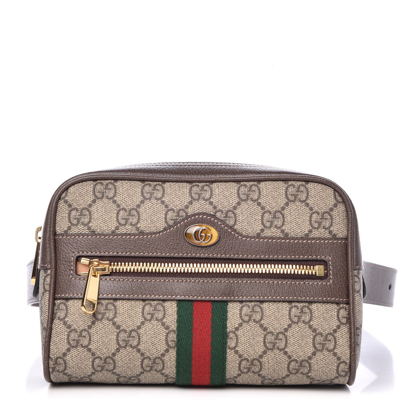 GG Supreme Monogram Web Small Ophidia Belt Bag 85 34 Dark Brown