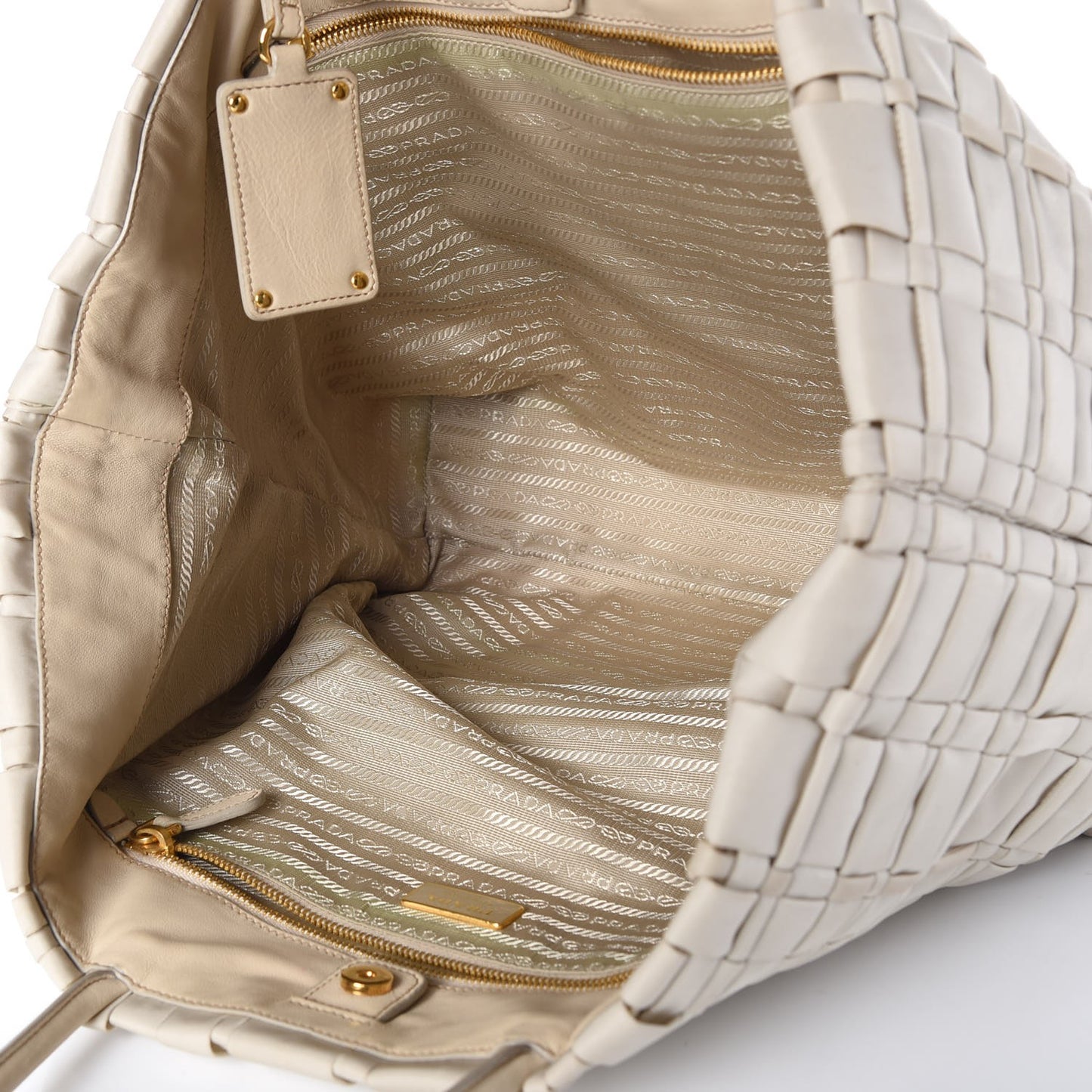 Tessuto Nylon Woven Tote Bag Beige