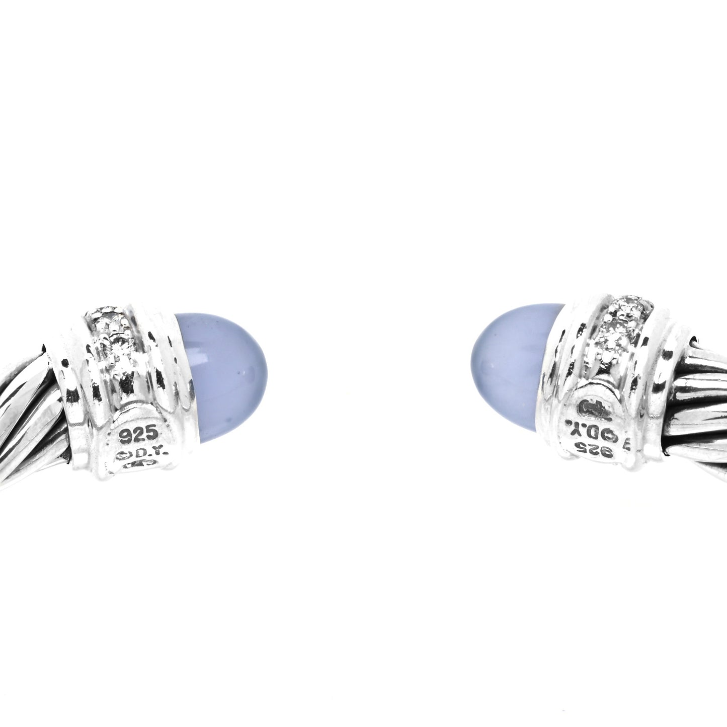 Sterling Silver Diamond Chalcedony 7mm Cable Classics Bracelet