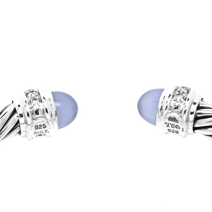 David Yurman Sterling Silver Diamond Chalcedony 7mm Cable Classics Bracelet 3 of 4