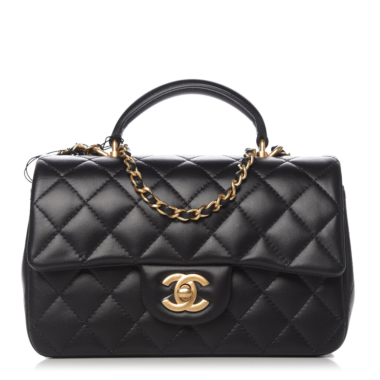 Chanel Lambskin Quilted Mini Top Handle Rectangular Flap Black 1 of 11
