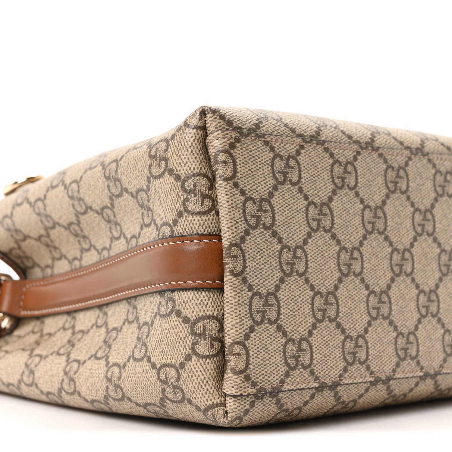 Gucci GG Supreme Monogram Emblem Small Shoulder Bag Beige Ebony Sundial 8 of 9