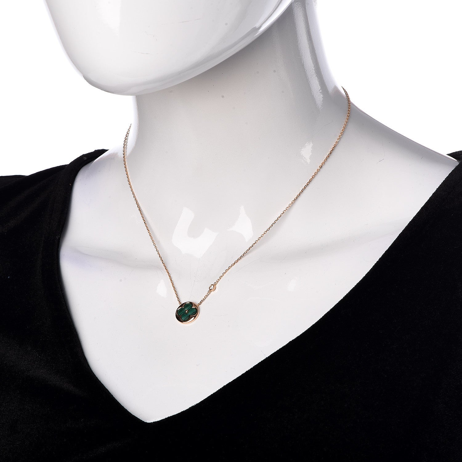 Louis Vuitton 18K Pink Gold Diamond Malachite Color Blossom BB Sun Pendant Necklace 2 of 5
