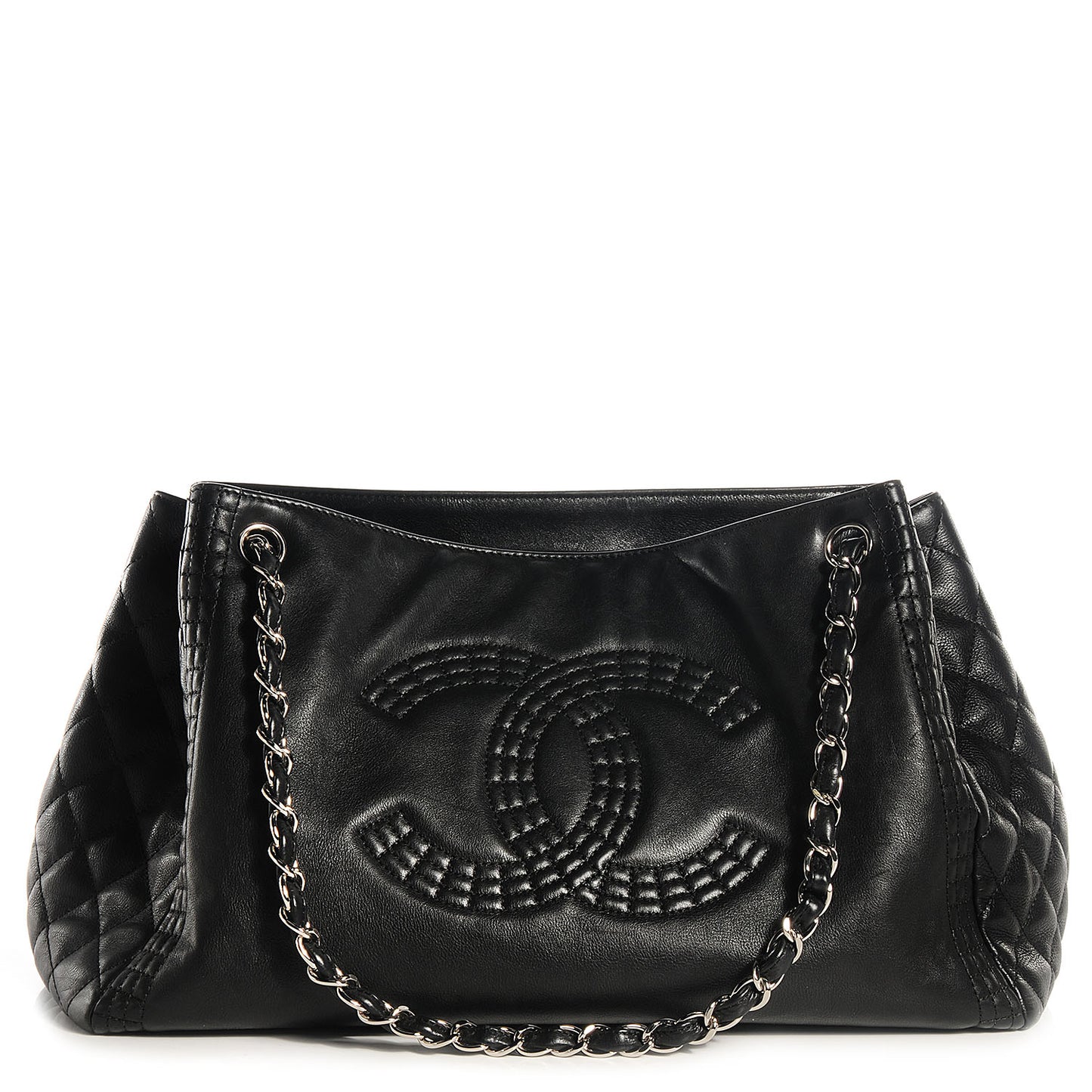 Calfskin Coco Bengal Open Accordion Tote Black
