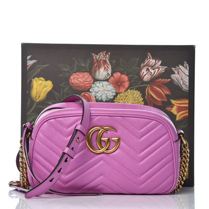 Gucci Calfskin Matelasse Small GG Marmont Chain Shoulder Bag Candy Mousse 10 of 14