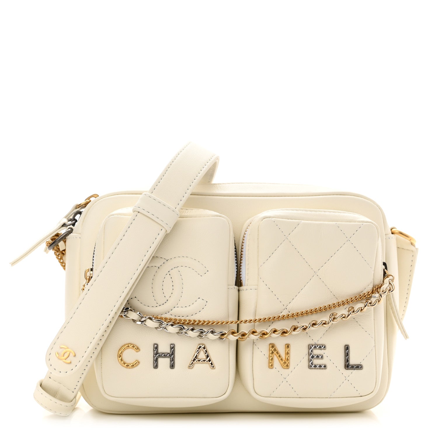 Chanel Calfskin Quilted Small Camera Case White 1 of 11