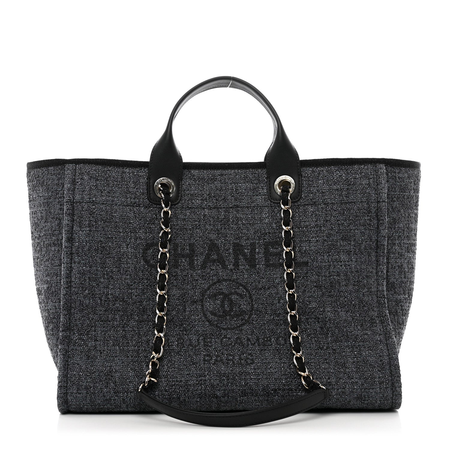 Chanel Woven Straw Raffia Medium Deauville Tote Grey 1 of 10
