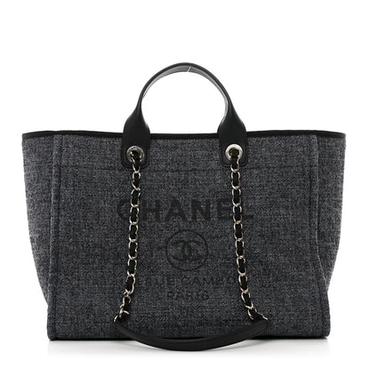 Chanel Woven Straw Raffia Medium Deauville Tote Grey 1 of 10