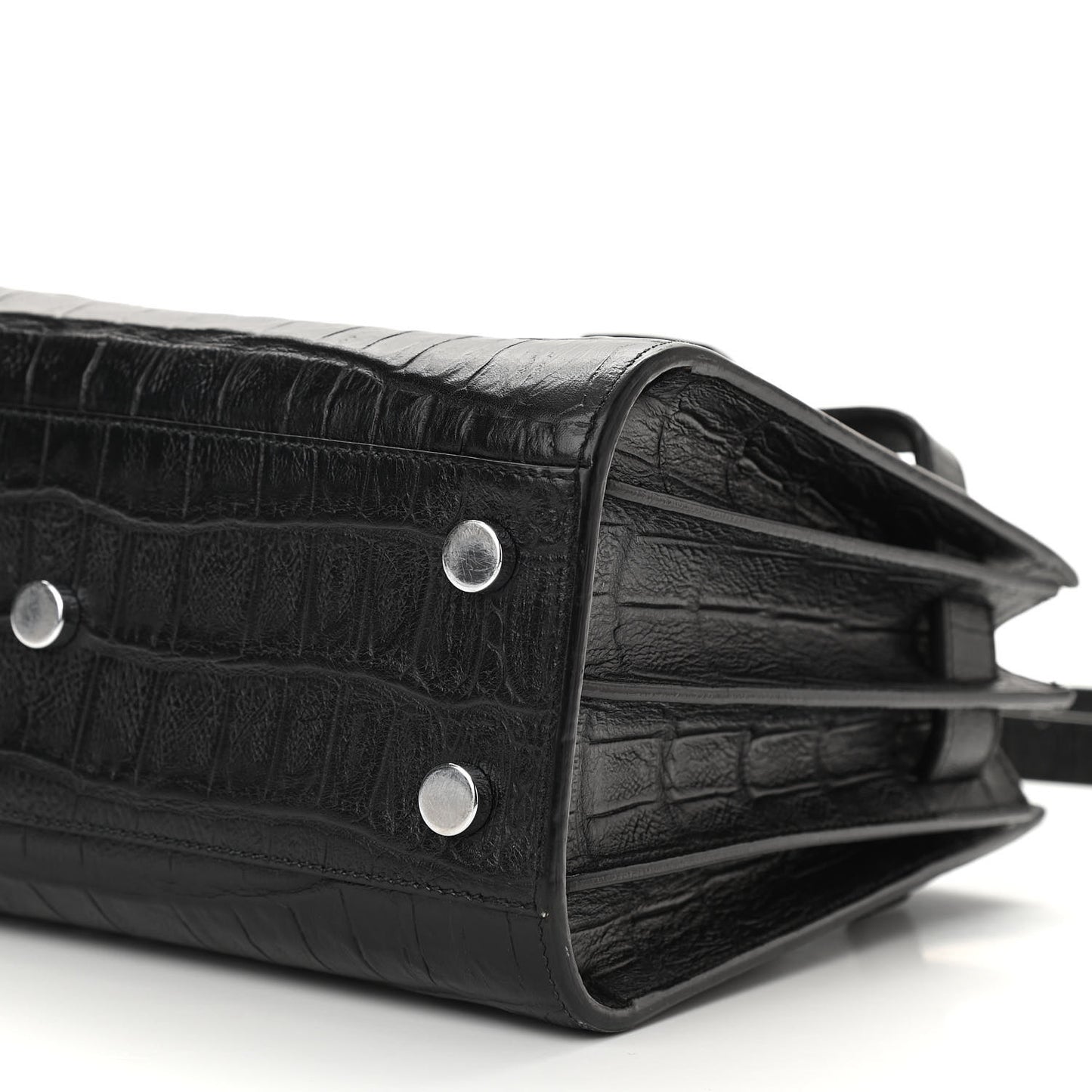 Calfskin Crocodile Embossed Nano Sac De Jour Black