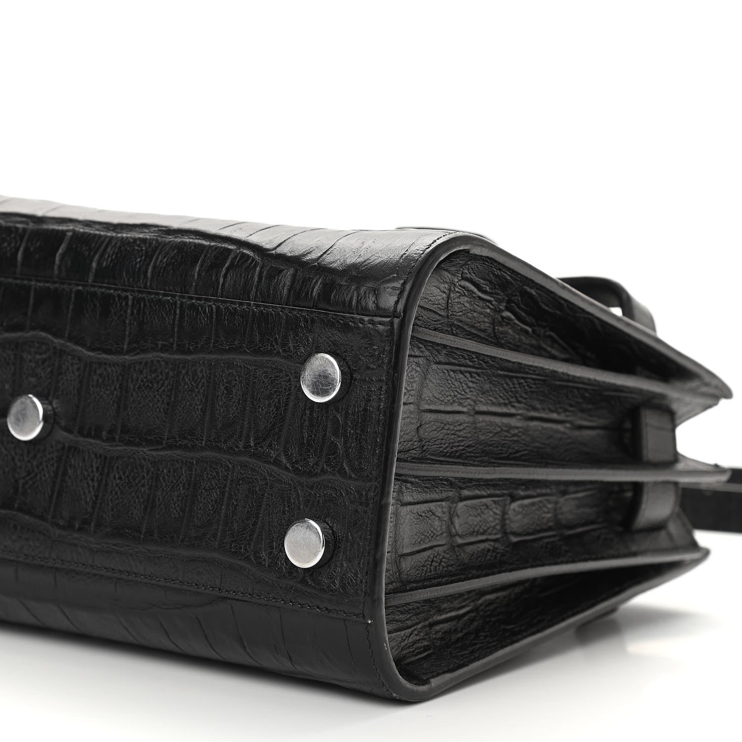 Saint Laurent Calfskin Crocodile Embossed Nano Sac De Jour Black 10 of 13