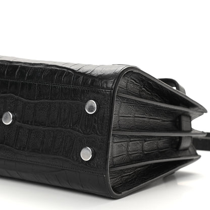 Saint Laurent Calfskin Crocodile Embossed Nano Sac De Jour Black 10 of 13