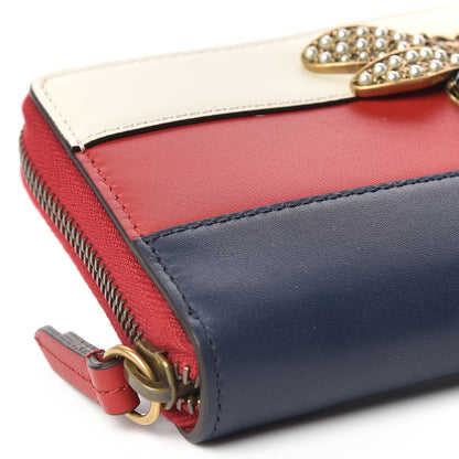 Gucci Calfskin Queen Margaret Zip Around Wallet Blue Agata Hibiscus Red Mystic White 8 of 10